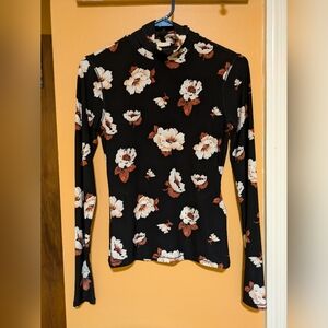 Levi's Black Floral Turtleneck Small